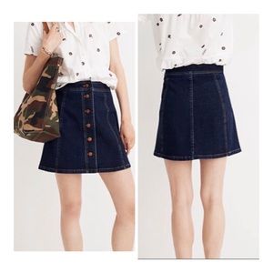 MADEWELL A-Line Button Down Mini Denim Skirt - Size 8